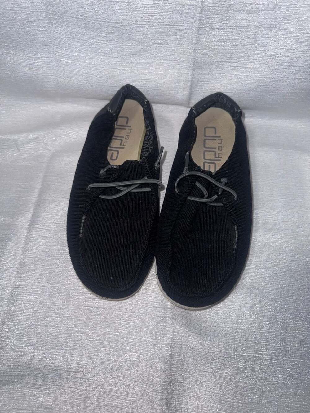 Hey Dude Wendy Corduroy Jet Black Slip-On Loafers
